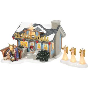 Department 56 Snow Village Oh Holy Night House and Angels Lit Building and Figurine Set, 6.46 Inch, Multicolor