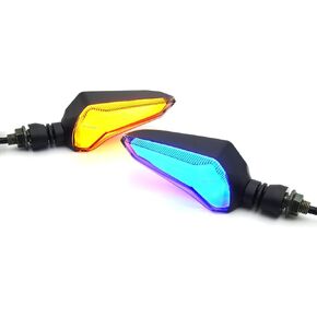 A pair of Universal High Brightness Motorcycle Turn Signal Lamp With Daytime Running Lamp for Yamaha MT-09 for Kawasaki Z800 for Suzuki GSX for Honda CBR1000 CBR600 (Yellow/Blue)