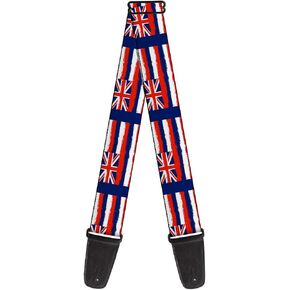 Buckle-Down Guitar Strap Hawaii Flags Weathered Blue Red White 2 Inches Wide (GS-W30880)