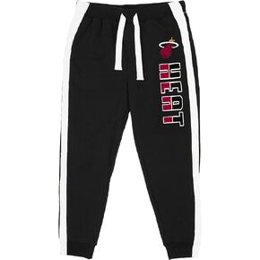 NBA Youth 8-20 Black Primary Logo Wordmark Step Up Jump Ball Stripe Fleece Pants