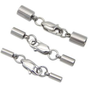 20pcs Endcaps with Clasps for 2mm (0.08 Inch) Beading Cord Wire Thread Sterling Silver Plated Brass for Jewelry Craft Making CF225-3