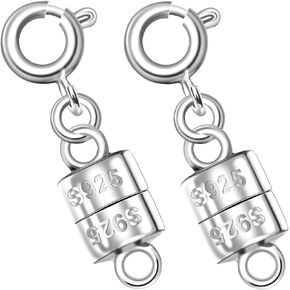 925 Silver Magnetic Necklace Clasps, Magnetic Necklace Clasps and Closures for Bracelet Necklace Extender, 2pcs-10pcs Bead Claw Clasp for Necklace Bracelet Earrings (2pcs Silver)