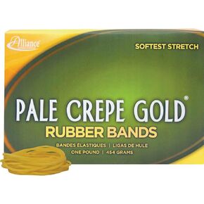 Alliance Rubber 20165 Pale Crepe Gold Rubber Bands Size #16, 1 lb Box Contains Approx. 2675 Bands (2 1/2" x 1/16", Golden Crepe)