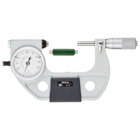 Mitutoyo 510-131 Dial Indicating Micrometer, Ratchet Stop, 0-1" Range, 0.00005" Graduation, +/-0.00004" Accuracy, Retractable Anvil Button