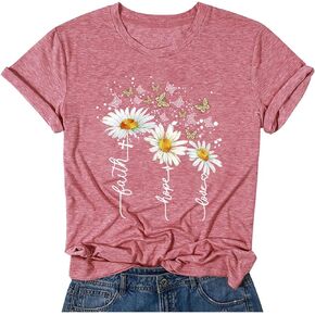 Women's Summer Round Neck Short Sleeve Print Casual Tops Cute Fashion Funny Tshirt