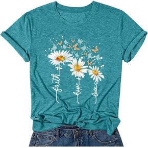Women's Summer Round Neck Short Sleeve Print Casual Tops Cute Fashion Funny Tshirt in Kuwait