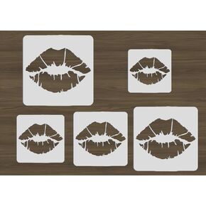 5 قطع من استنسل الشفاه قبلة الشفاه DIY استنسل مع 5 مقاسات للشفاه وأحمر الشفاه والفم استنسل قابل لإعادة الاستخدام للشفاه الحمراء للحيوانات الأليفة من أجل جدار الأرضية والأثاث وغرفة الديكور