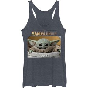 STAR WARS Girls' The Mandalorian Small Box Tri-Blend Racerback Layering Tank