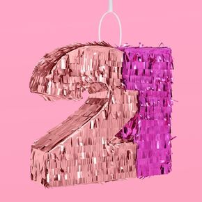 xo, Fetti 21 Piñata - Pink Foil, 12" | Fun Birthday Party Decorations, Cute Photo Backdrop, 21st Birthday Decor, Finally 21 Supplies, HBD Activity