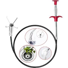 أداة إزالة انسداد تصريف شعر الأفعى، منظف الحوض للصرف الصحي والمطبخ والحمام وحوض الاستحمام وأداة تنظيف فتاحة المصارف المسدودة، أداة تنظيف مخلب المقبض المرن (34 بوصة) in Kuwait