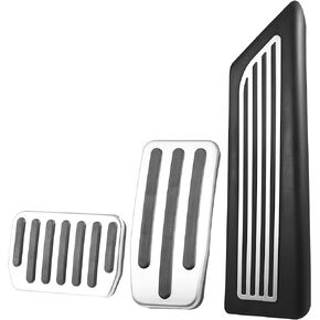 X AUTOHAUX Stainless Steel Rubber Foot Pedals Kit Brake Accelerator Left Foot Rest Pedal Cover Non Slip Pad for Tesla Model Y Auto Interior Trim Accessories