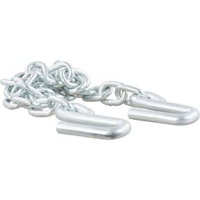 CURT 80301 48-Inch Trailer Safety Chain with 17/32-In S-Hooks, 7,000 lbs Break Strength, CLEAR ZINC