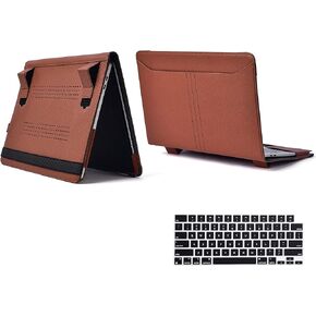 TYTX Compatible with MacBook Pro 14 Inch Case, PU Leather MacBook Case with Vents and Stand for 2021-2024 Release M4 A3112 A3185 A3401 M3 A2918 A2992 M2 A2779 M1 A2442, Come with Keyboard Cover, Brown