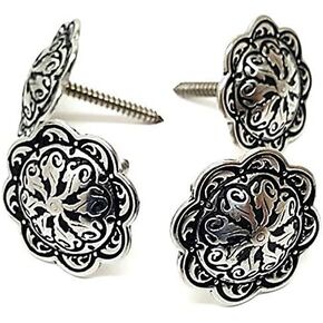 1" Western Saddle Accented Silver Floral Screw in Conchos 4 Pack