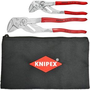 KNIPEX 2 Pc Pliers Wrench Set w/ Keeper Pouch, Red