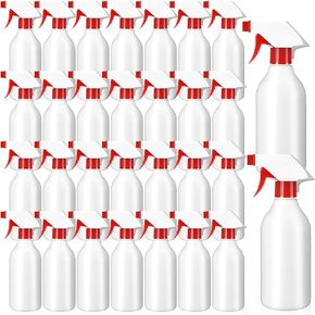 30 Pack Plastic Spray Bottles 16 oz Leak Proof Squirt Bottle Refillable Empty Bottles Spray Water Bottle Mist Sprayer with Red Nozzles for Hair Essential Oil Cleaning Solutions Plants Pets