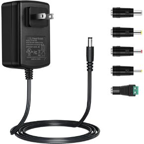 Security-01 DC 24V 1A Power Supply Adapter 24V 1000mA 500mA Converter Transformer Switching Power Supply for Diffuser Humidifier,LED Strip Light,Massage Gun and More,5 Replaceable Tips,6.6FT,UL Listed