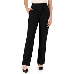 Bamans Pants for Women Casual Work Business Straight Leg Dress Lounge High Waisted Slacks Loose Fit Black Trousers