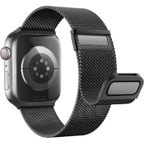 Stainless Steel Mesh Loop Compatible with Apple Watch Band Ultra/Ultra2 49mm/Series 9/8/7/6/5/4/3/2/1/SE 38/40/41/42/44/45mm,Dual Magnetic Clasp Wristband Metal Magnetic Strap for Women Men