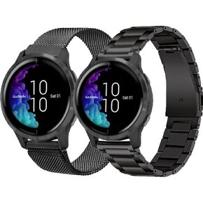 Metal Bands for Garmin Vivoactive 4/Venu 3/Venu 2 45mm/Forerunner 255/955/265/965 Watch Bands, 22mm Metal band Strap for Amazfit GTR 4,GTR 3,GTR 2,2e,Ticwatch Pro 3,Fossil Gen 5 for Women Men