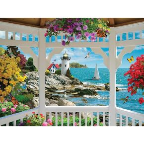 Bits and Pieces – Large 500 Piece Jigsaw Puzzle for Adults – Gazebo View - Ocean View Jigsaw Puzzle by Alan Giana, Completed Puzzle Size: 18" x 24"