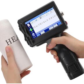 Handheld Inkjet Printer Gun with 4.3Inch Touch Screen Printing Height 0.78-0.5" & 45MM/S Printing Speed for Barcode Text Logo QR Code Batch Number (Support 25 Languages)
