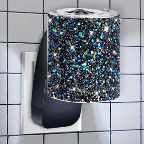 Wall Fragrance Plug in with Night Light, Compatible with Bath and Body Works WallFlower Fragrance, Wall Plug Essential Oil Diffuser with Nightlight for Home, Office (Round Rhinestone, Black)