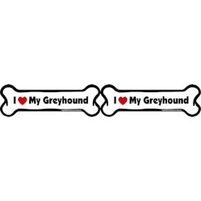 Bone Car Magnet, I Love My Greyhound, 2-Inch by 7-Inch