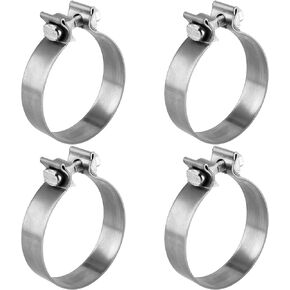 4 Packs 4 Inch Lap Joint Exhaust Clamp, Exhaust Band Clamp Stainless Steel Narrow Band Clamp for Pipe Connection, Silver