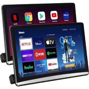 تلفزيون محمول 12.4 بوصة بنظام Android 4K للسيارات، جهاز لوحي لمراقبة مسند رأس السيارة للمقعد الخلفي، يدعم شاشة لمس مرآة لاسلكية للهاتف، مع مشغل فيديو WiFi/Bluetooth/HDMI/USB/Airplay