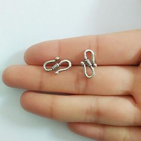 20 pcs S Shape Hooks Accessories Jewelry Leather Cord Ropes Crimp End Pendant Pinch Clasp Bails Choker Necklace Beads Connector Bracelet Charms Buckle Toggle Findings (Antique Silve, 23 x 9 mm)