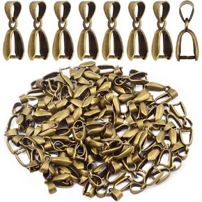 Aylifu 100pcs Golden Pinch Clip Bail Clasp Brass Dangle Charm Bead Pendant Connector Findings for DIY Necklace Crafts Jewelry Making Handmade Decor