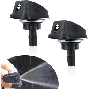 2 PCS Car Front Windshield Washer, 1.06" x 0.62" 360 Degree Adjustable Sector Wiper Cover Single Hole Nozzle, Multifunctional Spray Head Replacement Kit, Suitable for Cars, Trucks (Black)