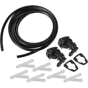 Windshield Washer Nozzle for Ford Edge Durable No.BT4Z17603A Windscreen Washer Sprayer Nozzle Black Front with Hose and Connectors 1 Set