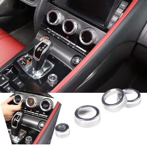 Central Control Adjustment knob Compatible with Ja-guar F-Type 2013-2022 Central Control Instrument Panel air Conditioner Volume knob Ring Accessories (Red)
