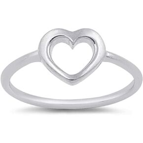 CCBFY Sterling Silver 925 Simple Minimalist Heart Finger Rings for Women Wedding Engagement Statement Jewelry Size 4-10