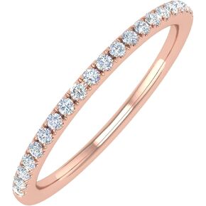 FINEROCK 14K Gold Half Eternity Diamond Wedding Band Ring for Women (0.15 Carat) (I1-I2 Clarity)