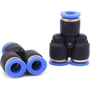 Y Shape Push Fitting Push to Connect Quick Fitting, Air line Push Lock Tube Fitting Splitter, 8Pcs (8mm or 5/16")