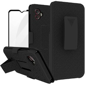 Ailiber Case for Samsung Galaxy Xcover 6 Pro, Samsung Xcover 6 Pro Phone Case Holster with Screen Protector, Swivel Belt Clip Kickstand Holder, Slim Shockproof Shell Phone Cover for X cover6 Pro-Black