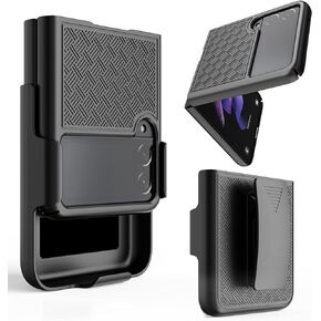 Ailiber Galaxy Z Flip3 5G Case, Samsung Galaxy Z Flip 3 5G (SM-F711) Holster Swivel Belt Clip, Kickstand Holder Combo Cover, Slim Shockproof Shell Slide Pouch Phone Cover for Samsung Z Flip 3-Black