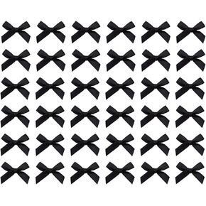 Tupalizy Ribbon Bows Mini Satin Fabric Bows Flowers for DIY Craft Sewing Scrapbooking Wedding Christmas Party Favors Bakery Treat Gift Box Decoration Packaging, 40x40x10mm, 50PCS (Black)