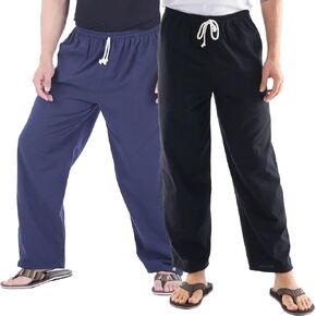 Men Lounge Pants Black + Blue-2XL