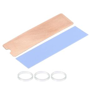 MECCANIXITY Copper Heatsink 75x22x1mm with Thermal Pad and Rubber Ring for M.2 SSD 1 Set