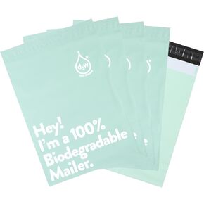 9.8x13 Inches 100% Biodegradable D2W Poly Mailers, 50pcs Pink Compostable Envelopes Shipping Bags, Eco Friendly Waterproof Stretchable Self Sealing Mailing Bags