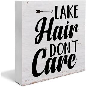 Country Lake Wood Box Sign Decor Desk Sign Humorous Lake Quote Wooden Box Block Sign Summer Rustic Home Shelf Wall Decoration