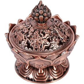 Incense Holder, Incense Burner Vintage Lotus Furnace Aroma Stand Figurine Lotus Shape Home Decor Yoga Aromatherapy Ornament (2)