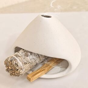 Yawlsow Palo Santo Holder Burner, Charcoal Bakhoor Incense Burner,Smudge Bowl,Sage Holder,Ash Catcher for Meditation Zen Decor (Black+Mat)