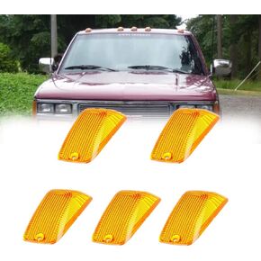 5 X Cab Marker Light Smoke Cover, Cab Roof Running Lights, Accessories Light Lens Compatible with 1988-2002 Chevy/GMC C1500 C2500 C3500 K1500 K2500 K3500 Pickup Trucks (Only Cover)