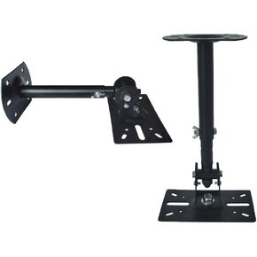 Wall Ceiling Speaker Mount Bracket w/Adjustable Swivel Tilt, Hold up to 66lbs, Retractable Telescopic Arm for Home Surround Sound System Bookshelf Satellite Speakers (2 Packs Black)