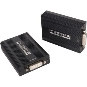 DVI Extender, 2pcs HD Over Ethernet Extender for Windows for OS X for Linux, Portable DVI Extender Supports Sound Video Channel Transmission, 150m/492ft